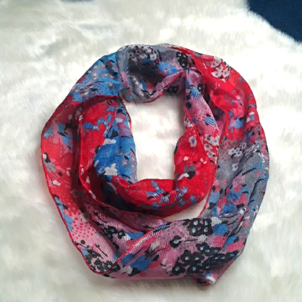 Floral eternity scarf women's 10 inches wide, 33 inches long (66 total)